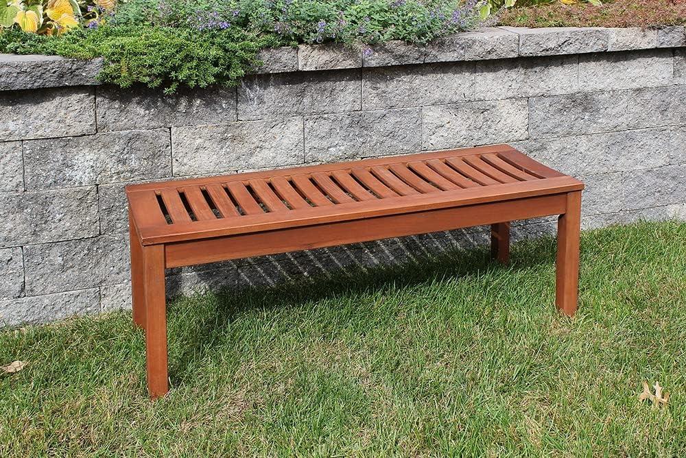 Eucalyptus Wood 48-Inch Backless Bench with Natural Oil Finish