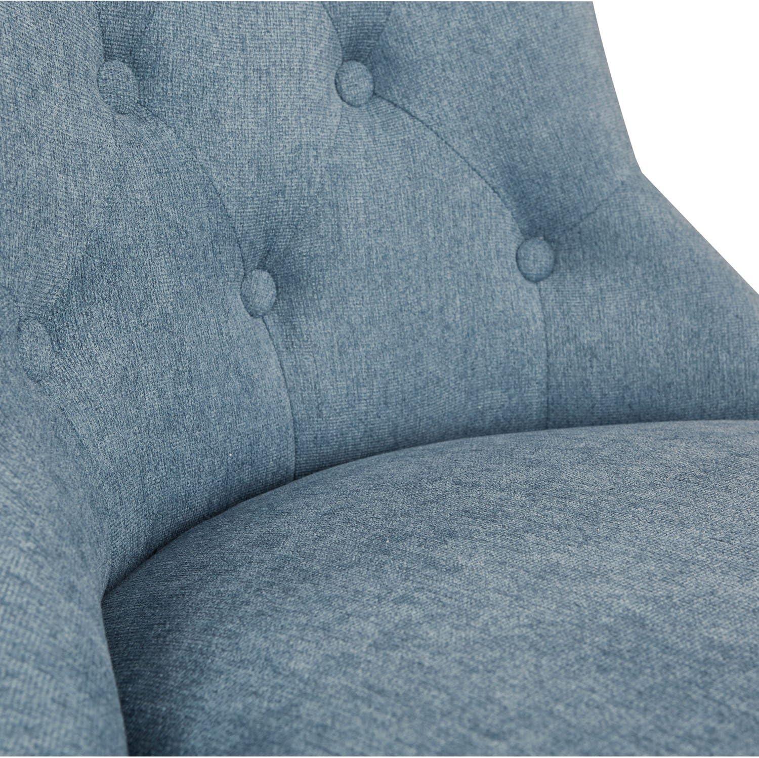 Hannah Tufted Office Chair in Sky Blue Fabric with Grey Wood Base