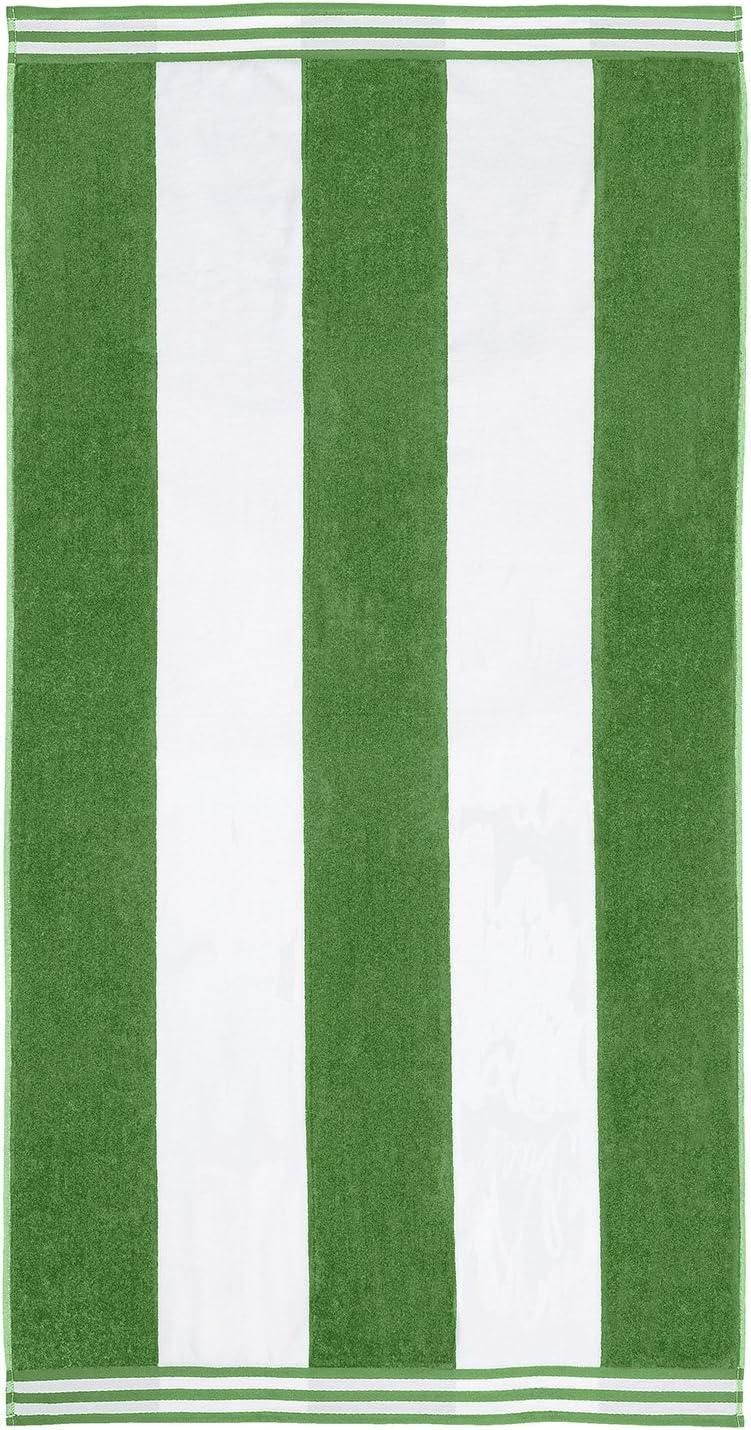 Superior Cotton Striped Oversized Beach Towel, 34" x 64", Green