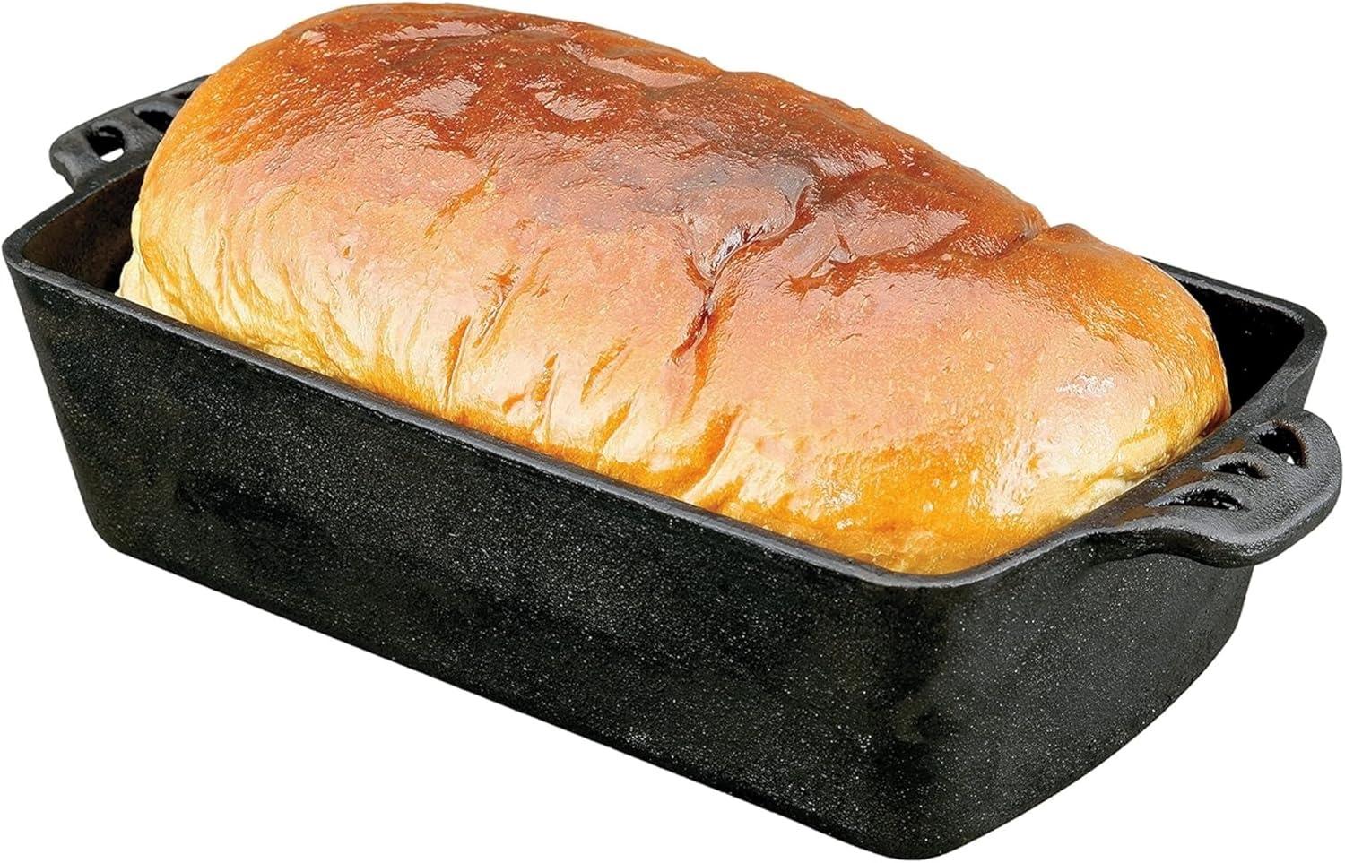 Pre-Seasoned Black Cast Iron Bread Baking Pan