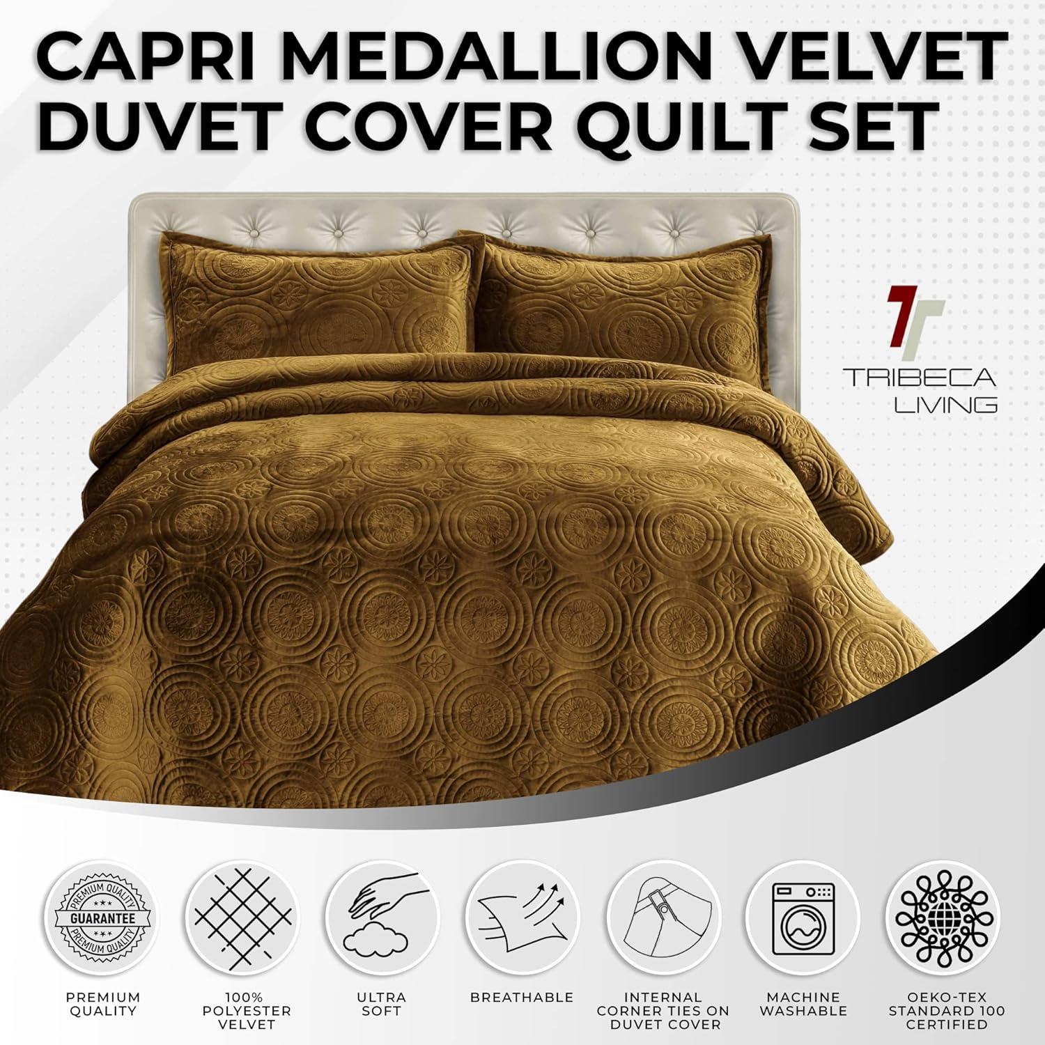 Tribeca Living Capri Velvet Quilt Set