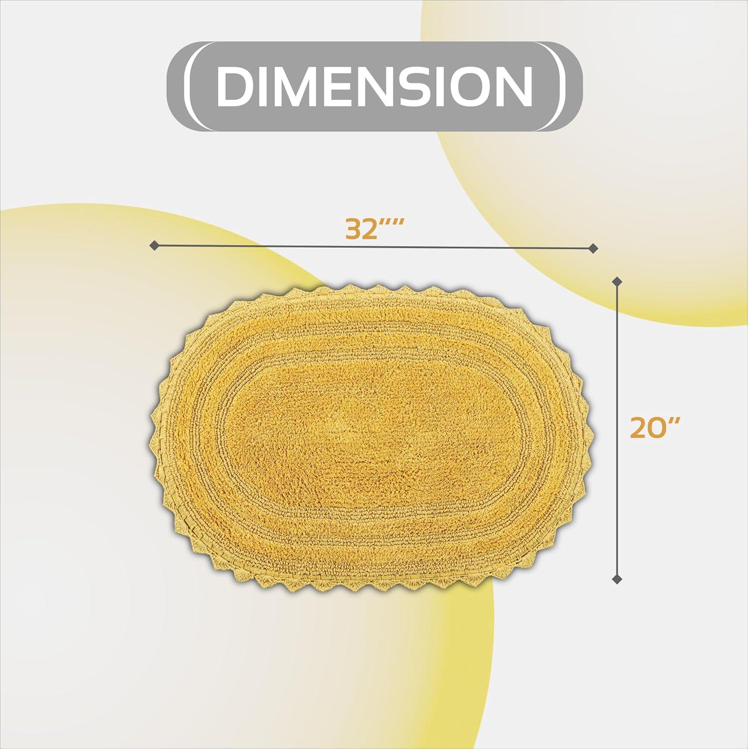 Better Trends Lilly Crochet 100% Cotton Tufted Reversible Bath Rug 20" x 32" Oval - Yellow