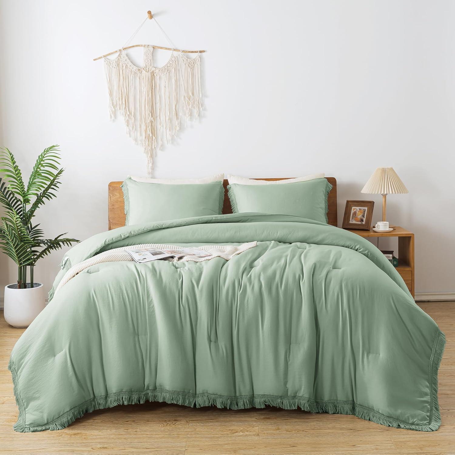 Solid Bedding Set Sage Green - 3 Piece - California King