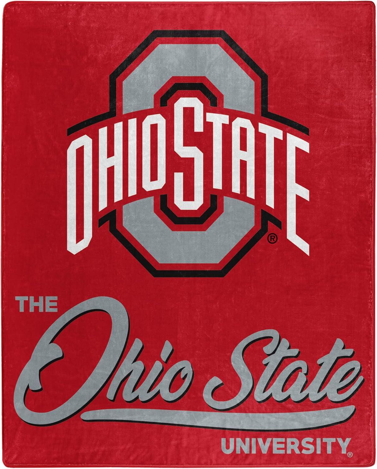 Ohio State University Red and Gray Raschel Throw Blanket