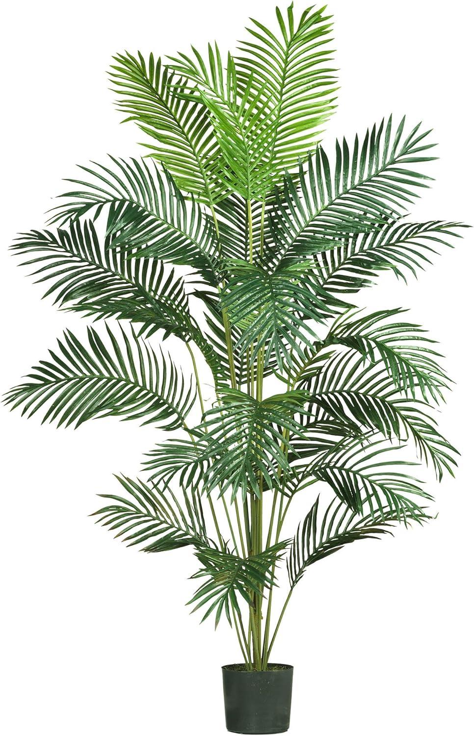 Nearly Natural 7' Paradise Palm: Indoor Faux Polyester Palm with Plastic Pot, No Assembly Required