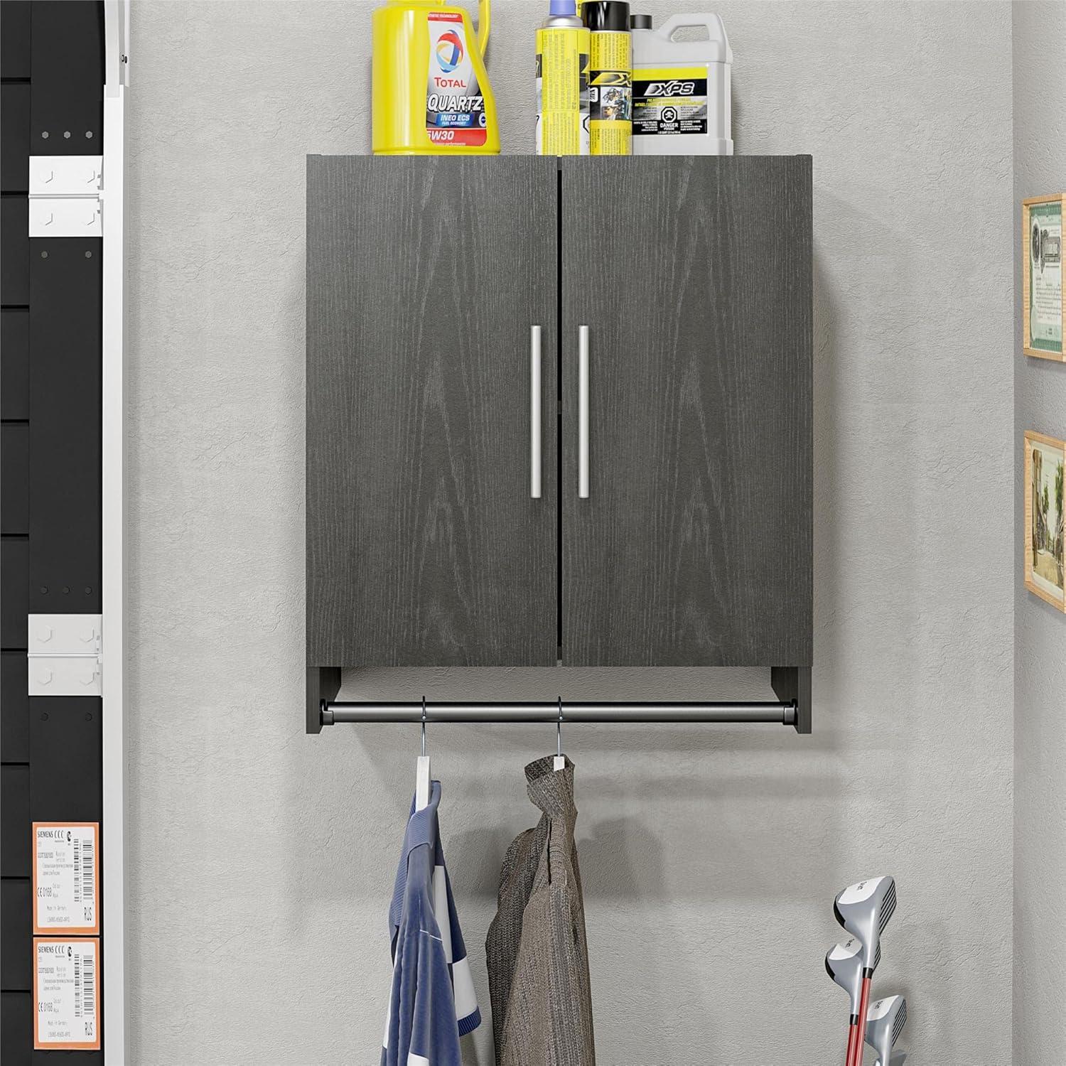 Camberly Black Oak Wall-Mounted Cabinet with Hanging Rod