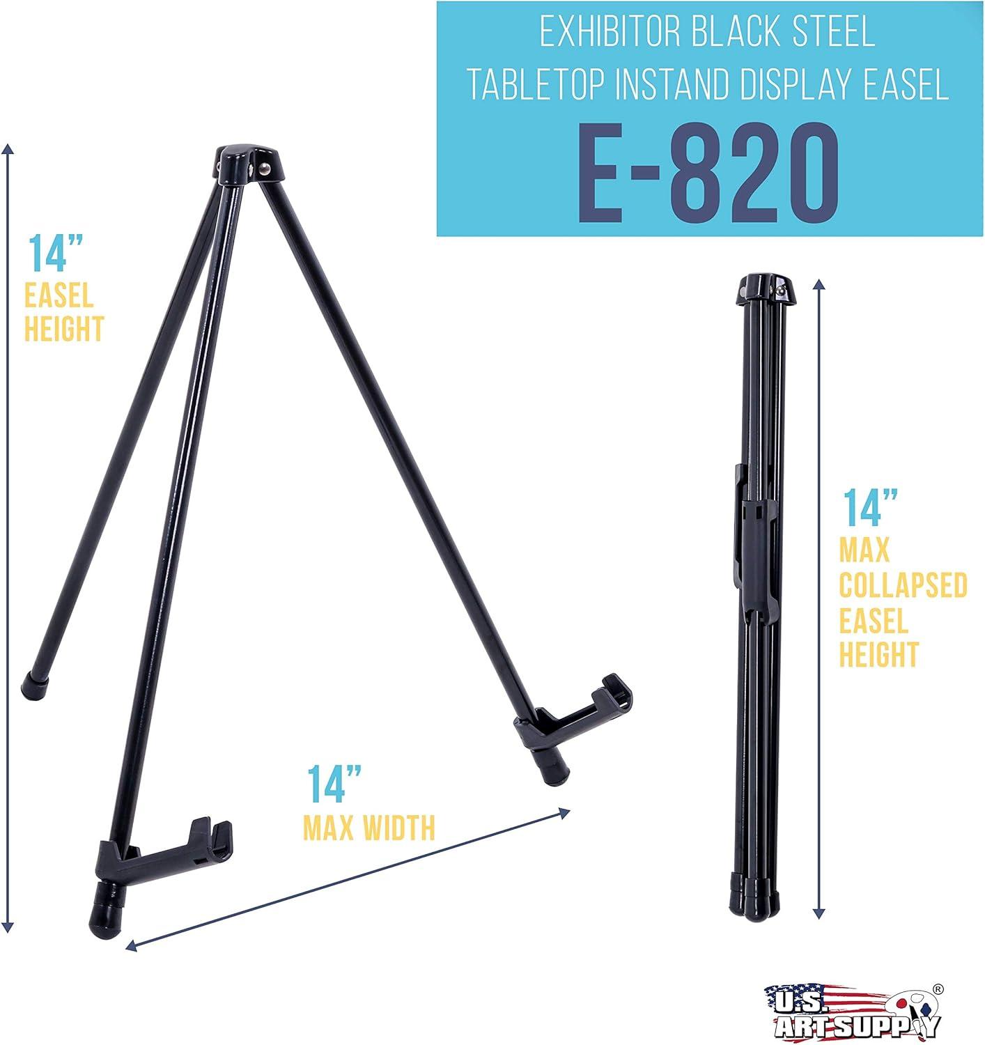 14" Black Steel Tabletop Display Easel with Adjustable Holders