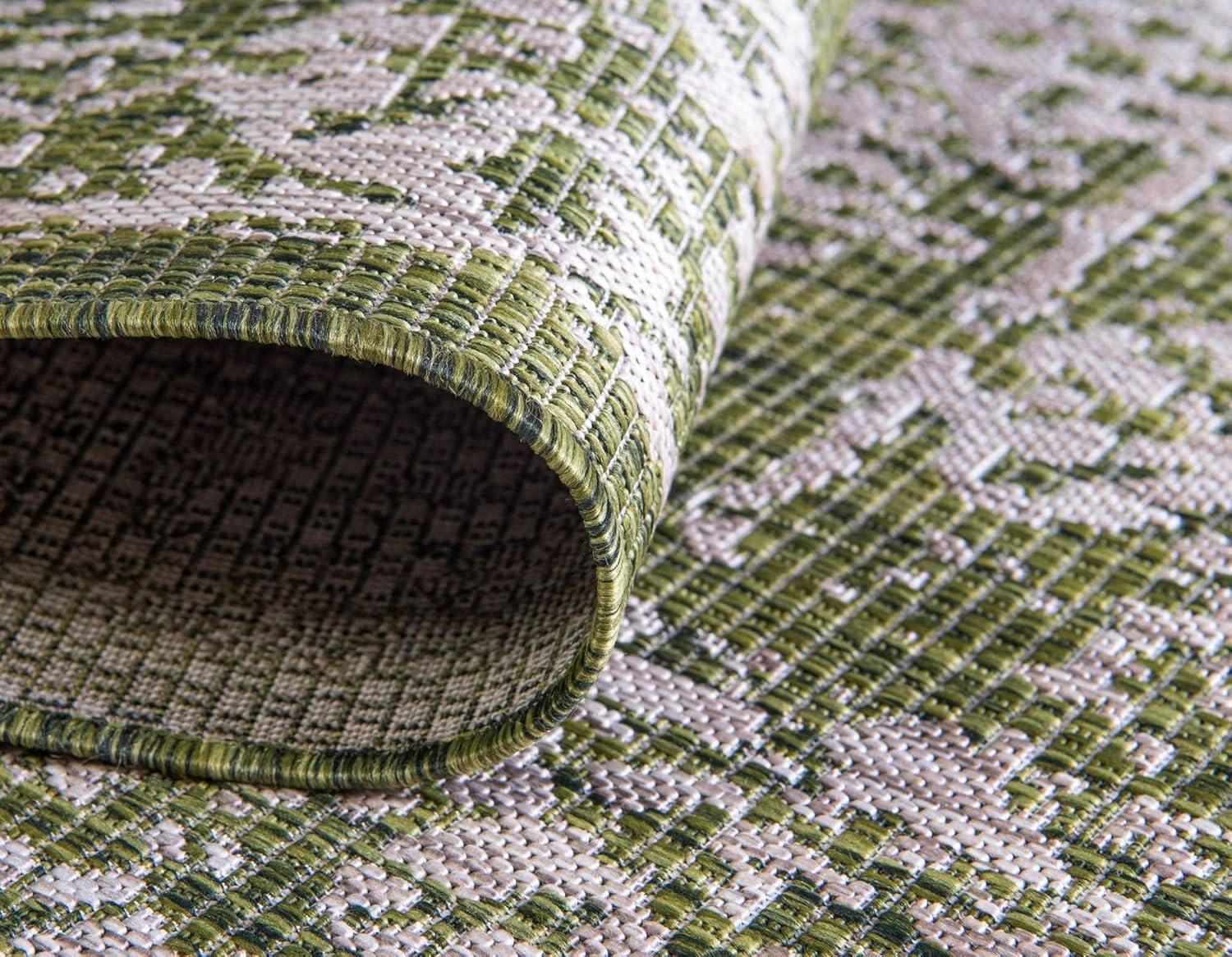 Unique Loom 6' 0 x 9' 0 Rectangle Indoor/Outdoor Traditional Green Area Rug