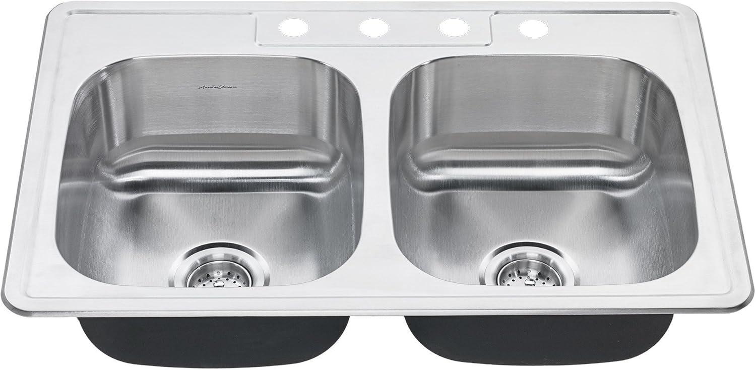 Colony 33'' L Drop-In Double Bowl Stainless Steel Kitchen Sink