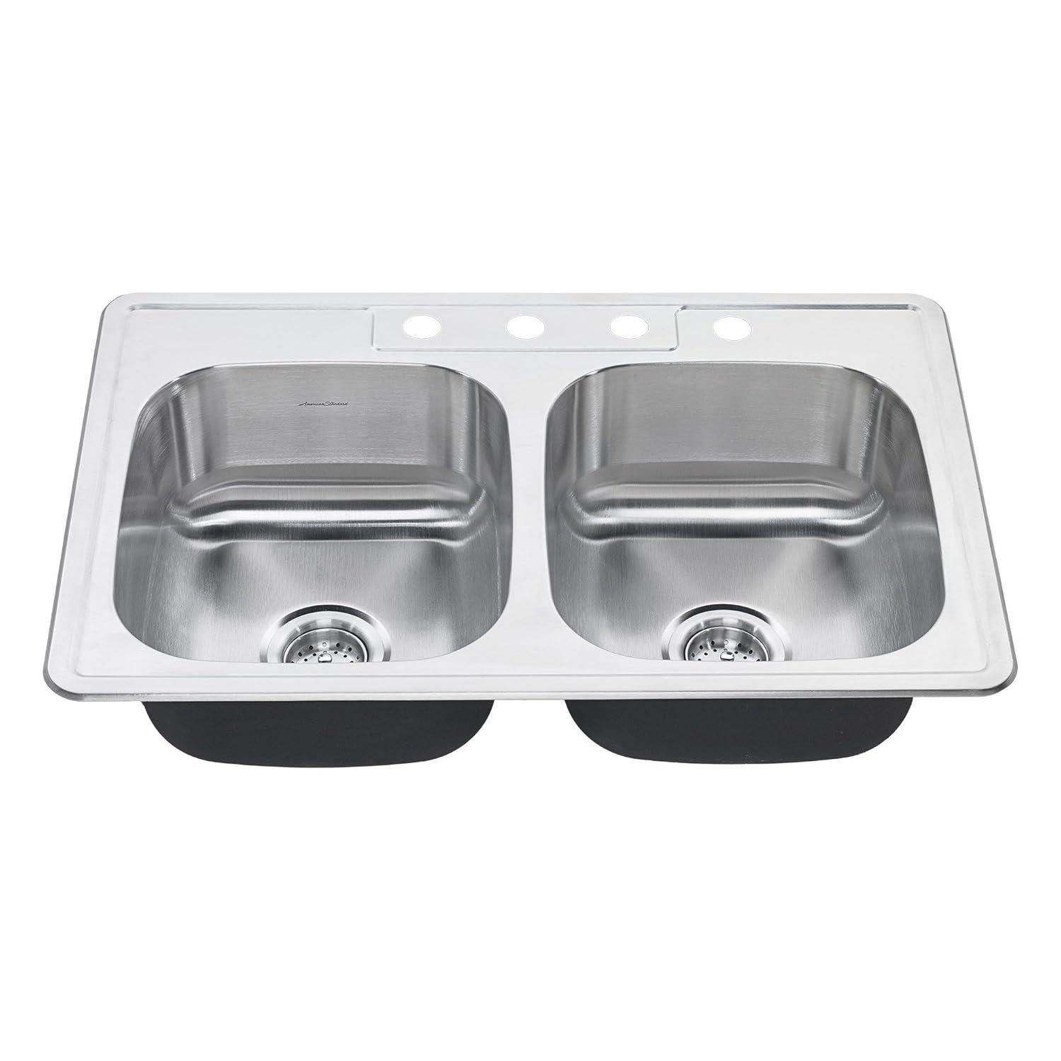 American Standard 22DB.6332284S.075 Colony 33'' L Drop-In Double Bowl Stainless Steel Kitchen Sink