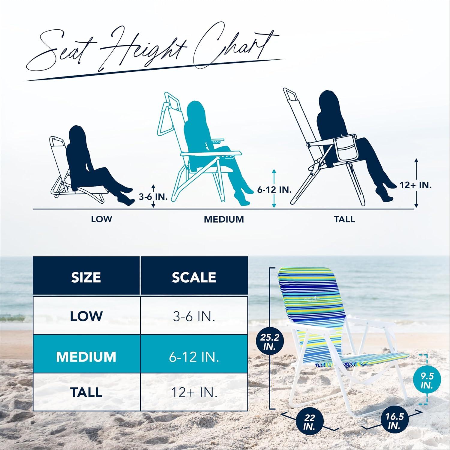 Multi-Stripe Steel Frame Folding Beach Chair