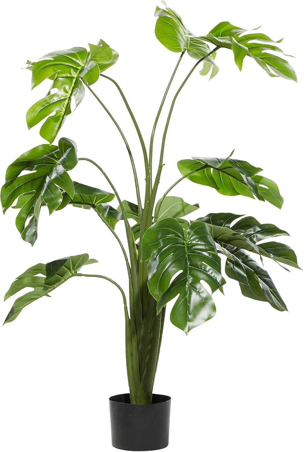 DecMode 73" Artificial Ficus Tree in Realistic Leaves and Black Plastic Pot