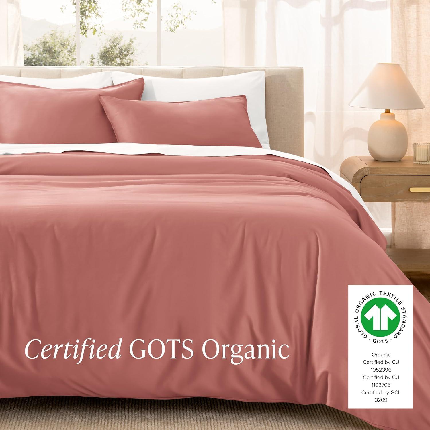 Bare Home 400 Thread Count Organic Cotton Sateen Duvet Cover Set