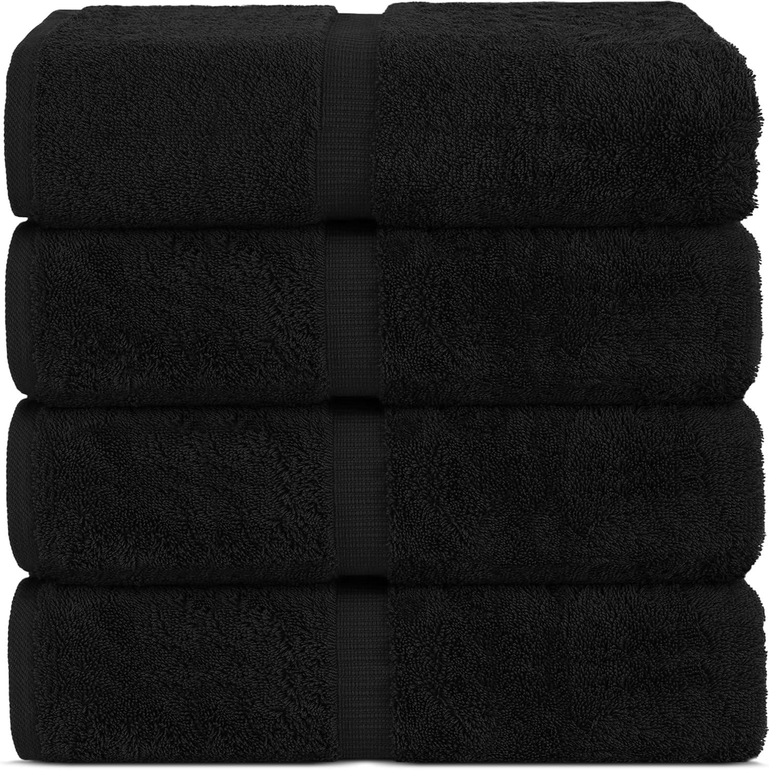 Black Turkish Cotton Super Soft Bath Towel Set of 4