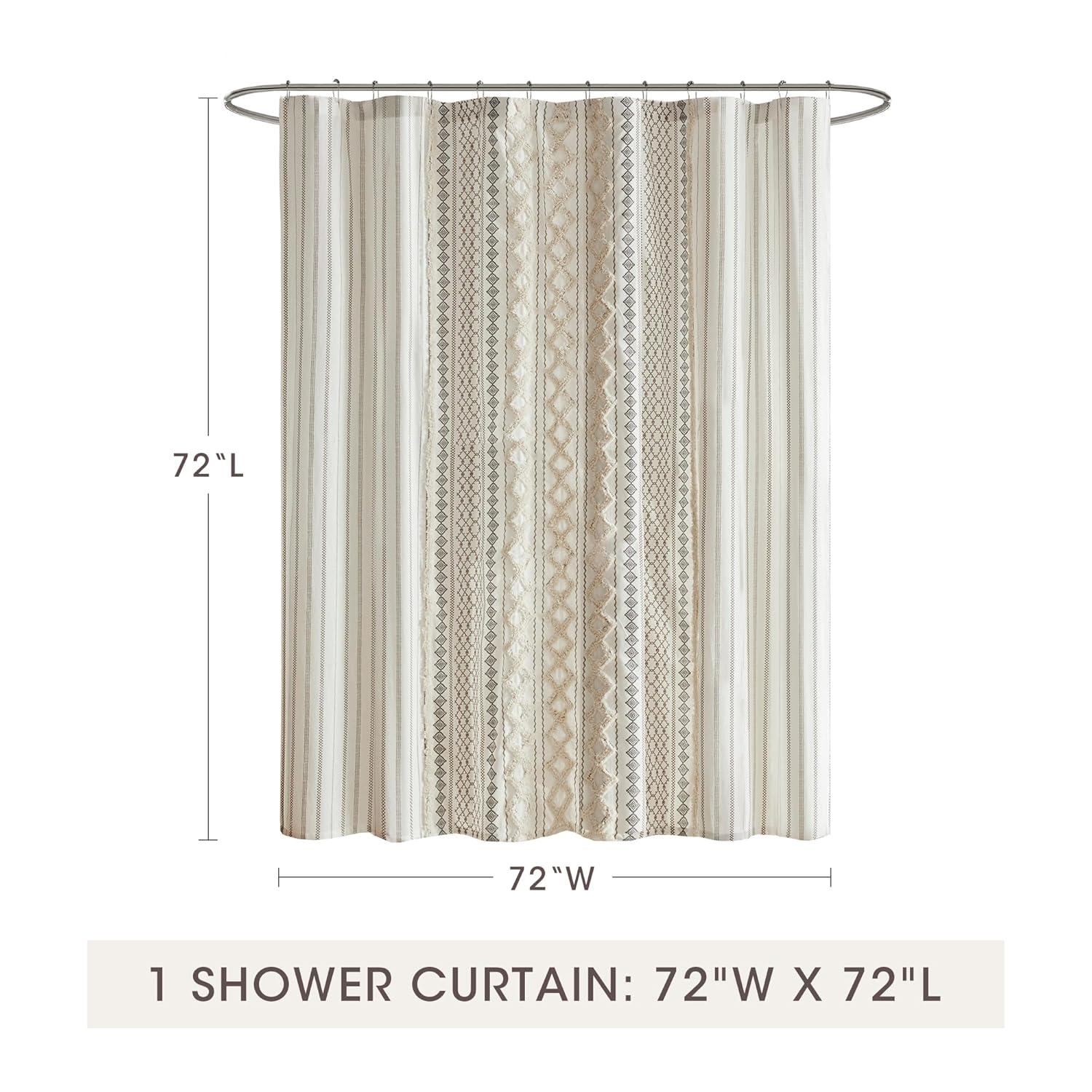 INK+IVY Imani 100% Cotton Printed Shower Curtain with Chenille