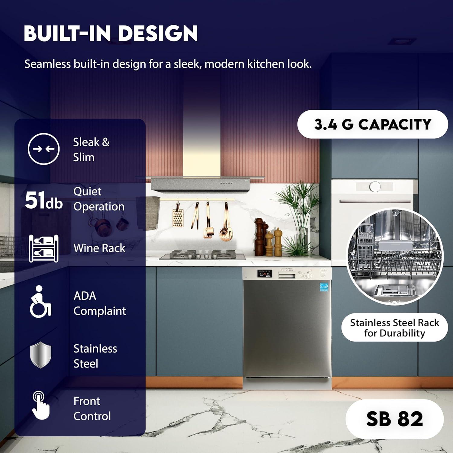 Equator Europe 24" Built in 14 place Dishwasher in Stainless