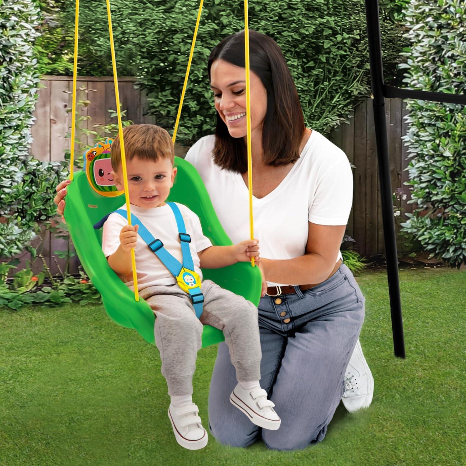 CoComelon 2-in-1 Outdoor Swing by Delta Children – For Babies and Toddlers – Full Bucket Seat
