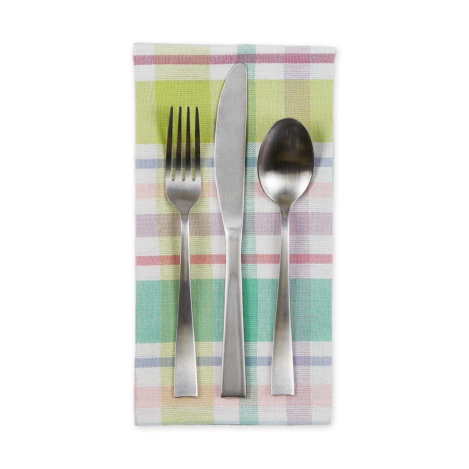 DII Spring Plaid Napkin (Set of 6), 20x20", 100% Cotton