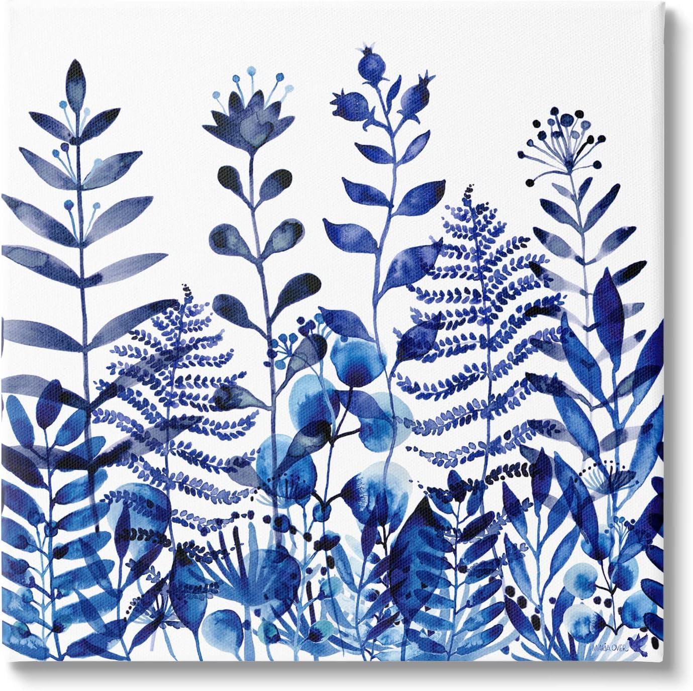 Stupell Industries Au-715-Canvas " Blue Fern Sprouts Nature Plants " by Maria Over Painting Print