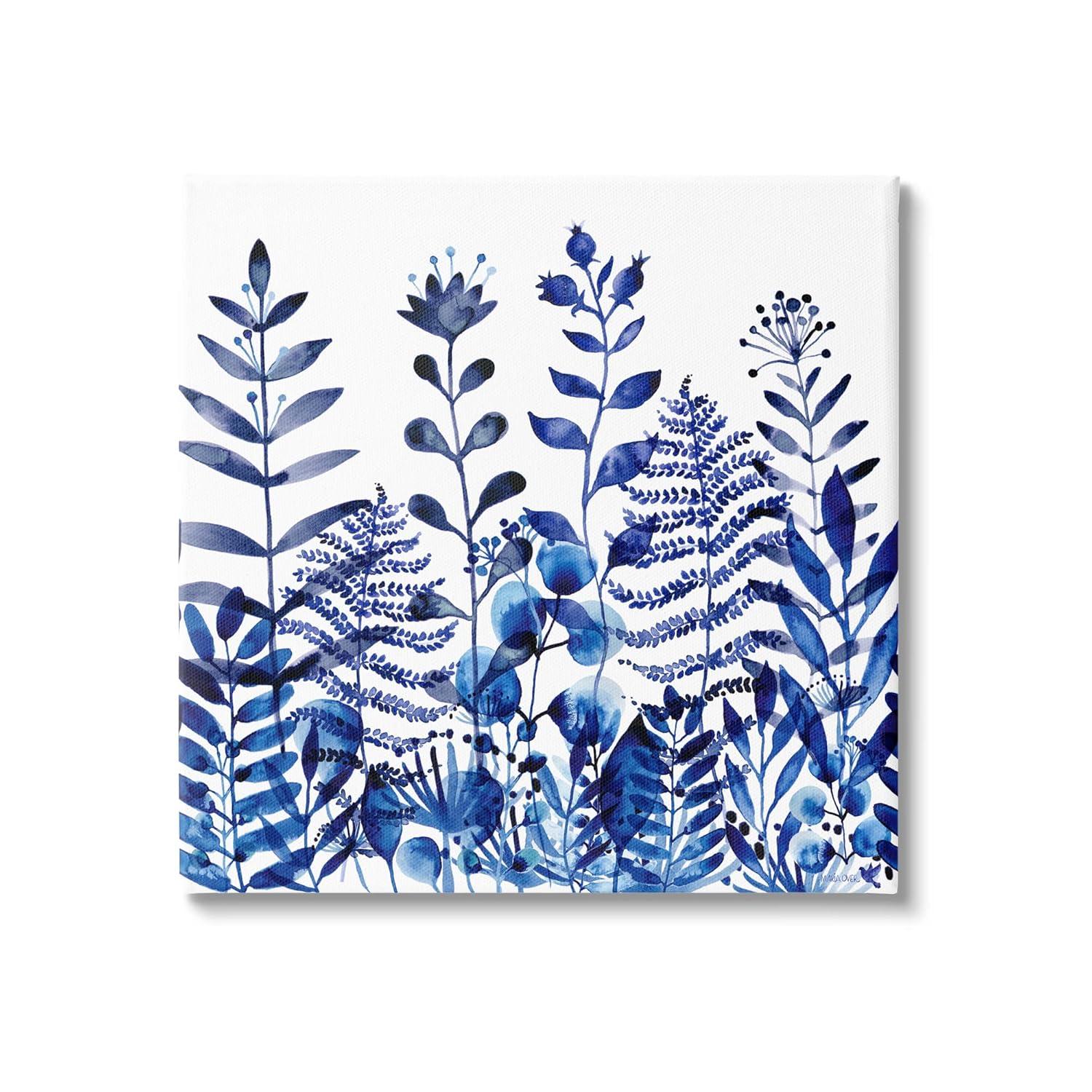 Stupell Industries Au-715-Canvas " Blue Fern Sprouts Nature Plants " by Maria Over Painting Print