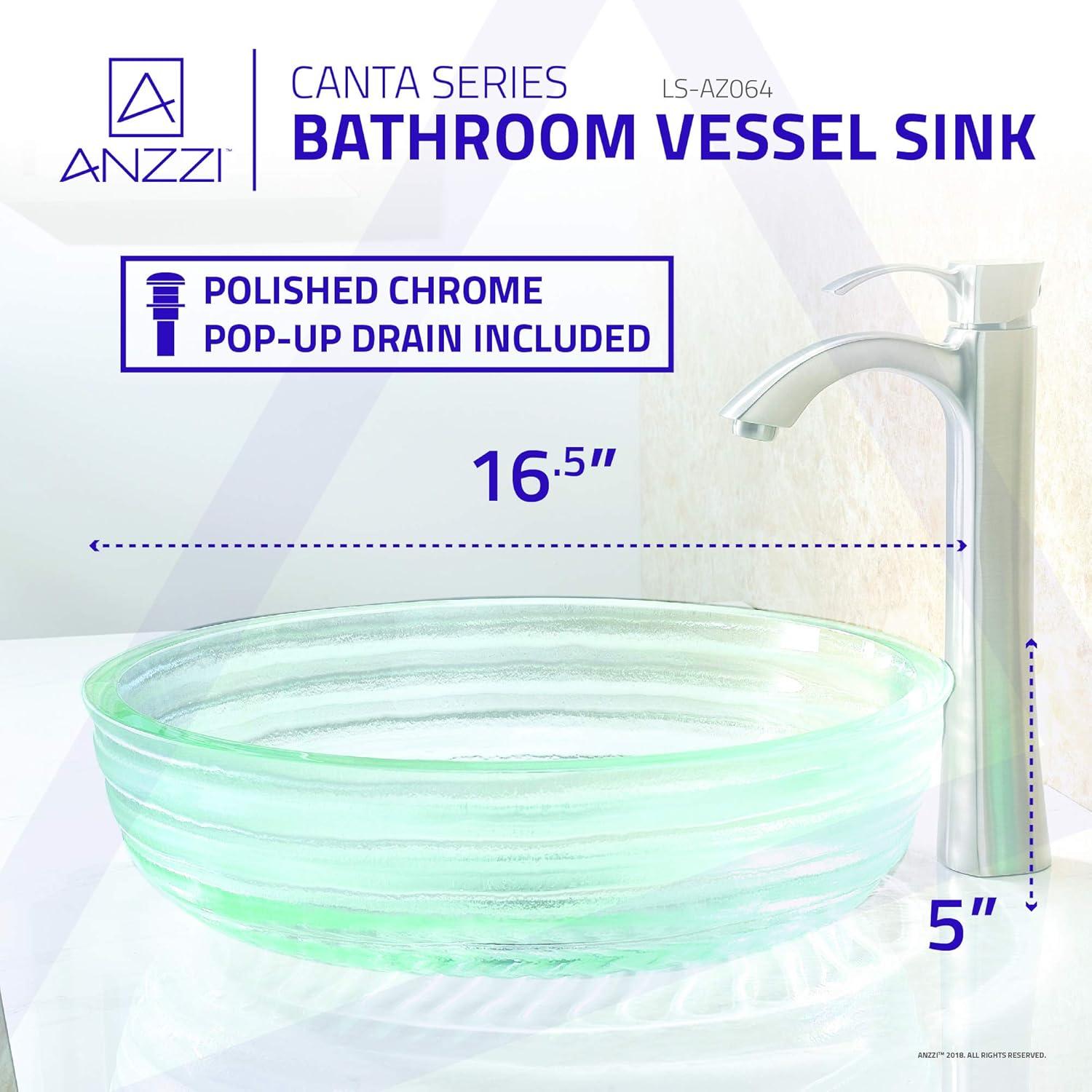 Canta Series Deco-Glass Vessel Sink In Lustrous Translucent Crystal