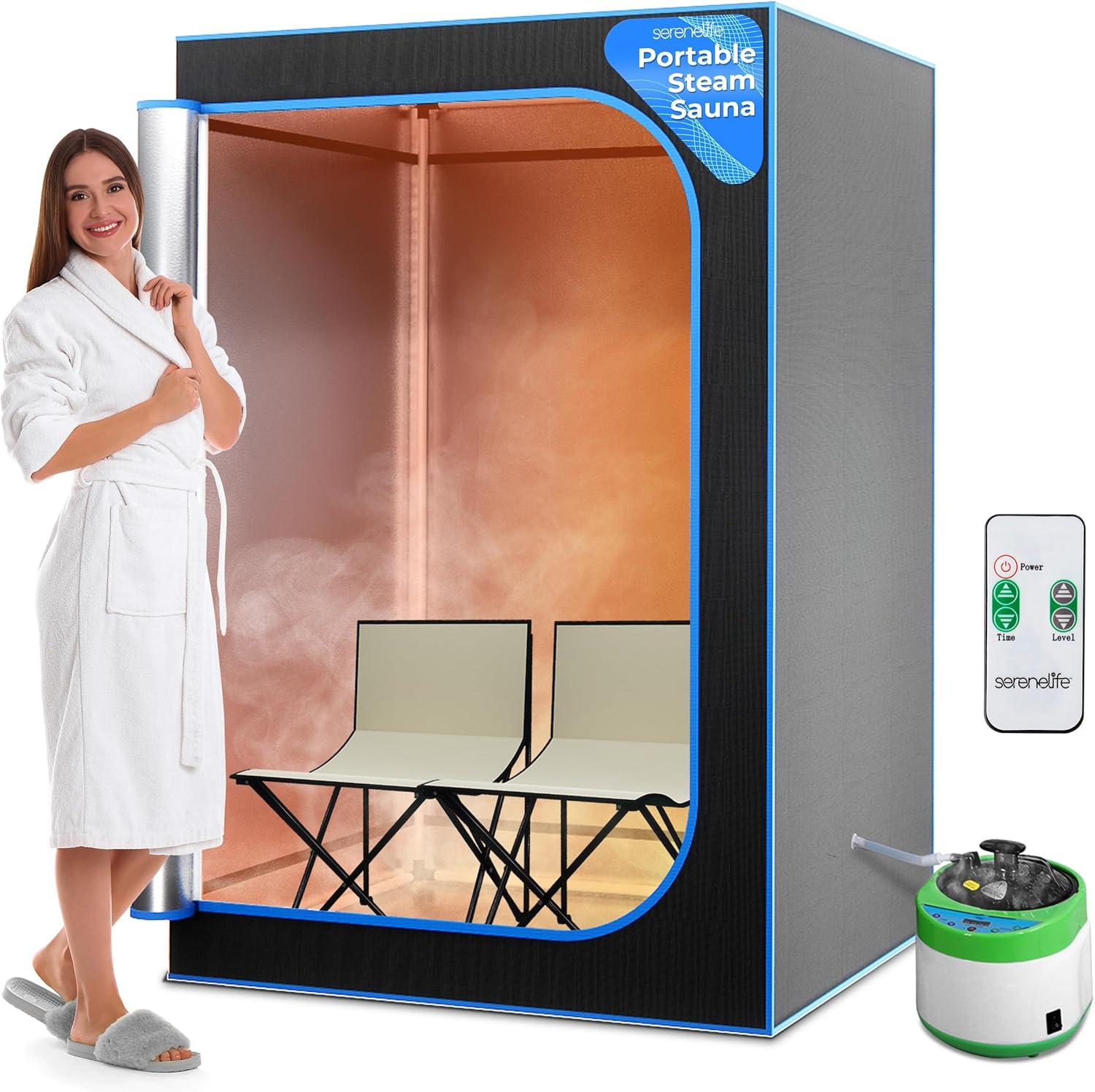 SereneLife Compact Portable Steam Sauna - Black