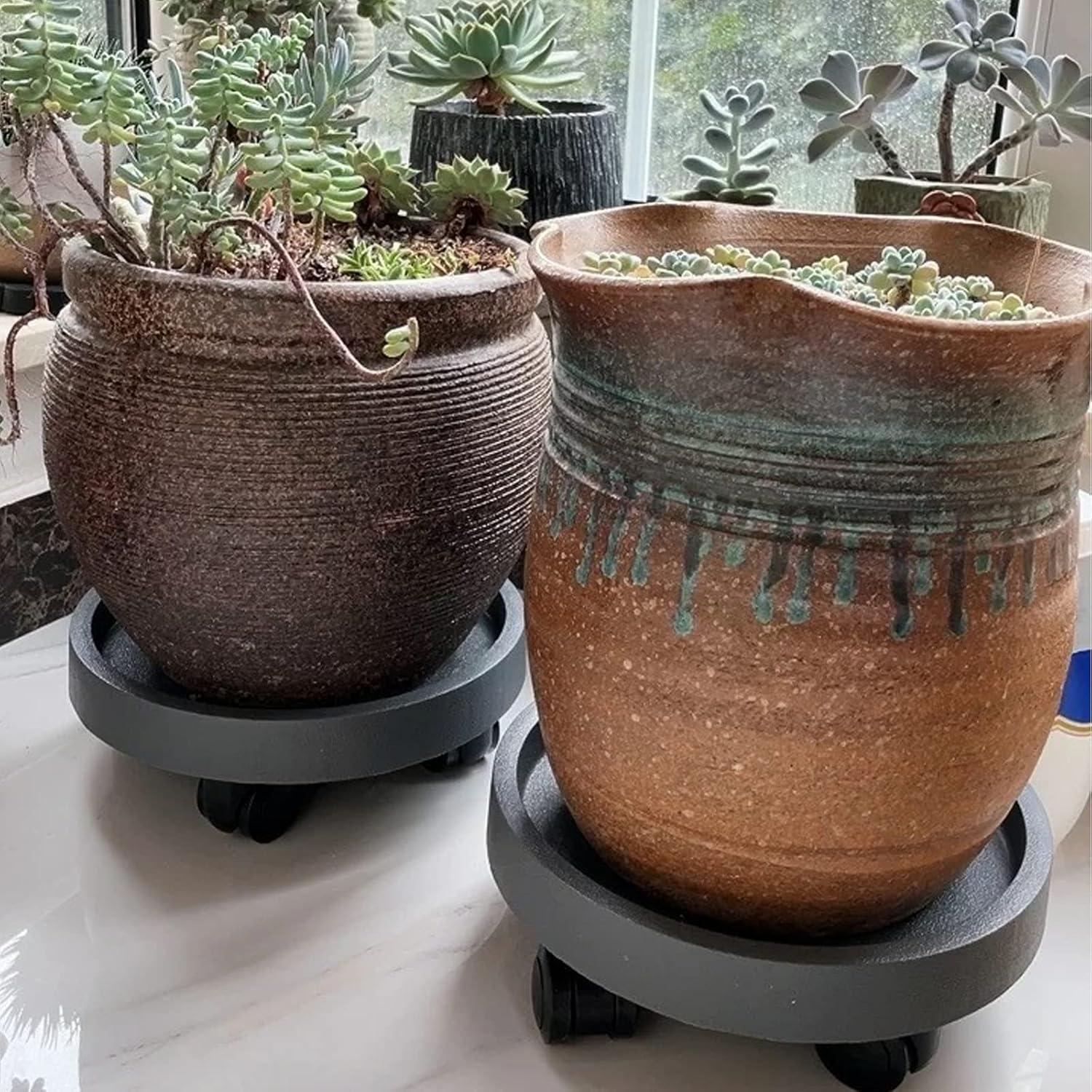 2 Pack of 14 Inch Heavy Duty Plant Caddy with Wheels,Rolling Plant Stand Pot Trolley,Wheeled Planter Saucer Tray,Potted Flower Mover Dolly with Casters Round Coaster for Indoor Outdoor