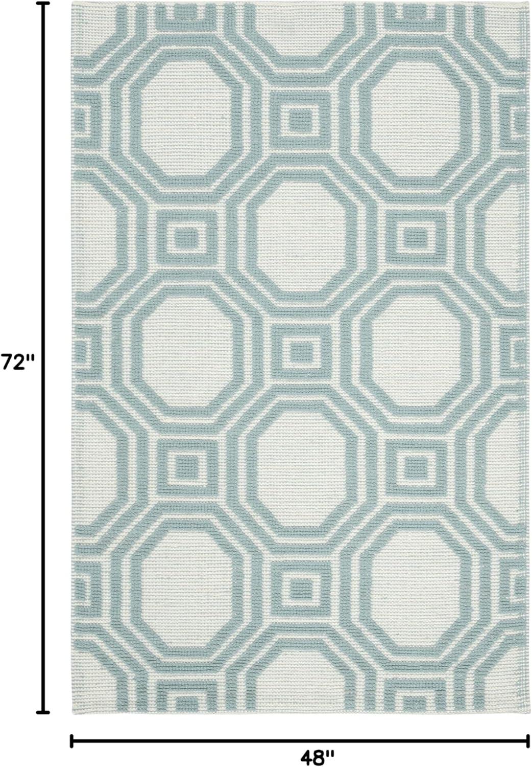 Martha Stewart Puzzle Hand-Hooked Blue/Ivory Area Rug