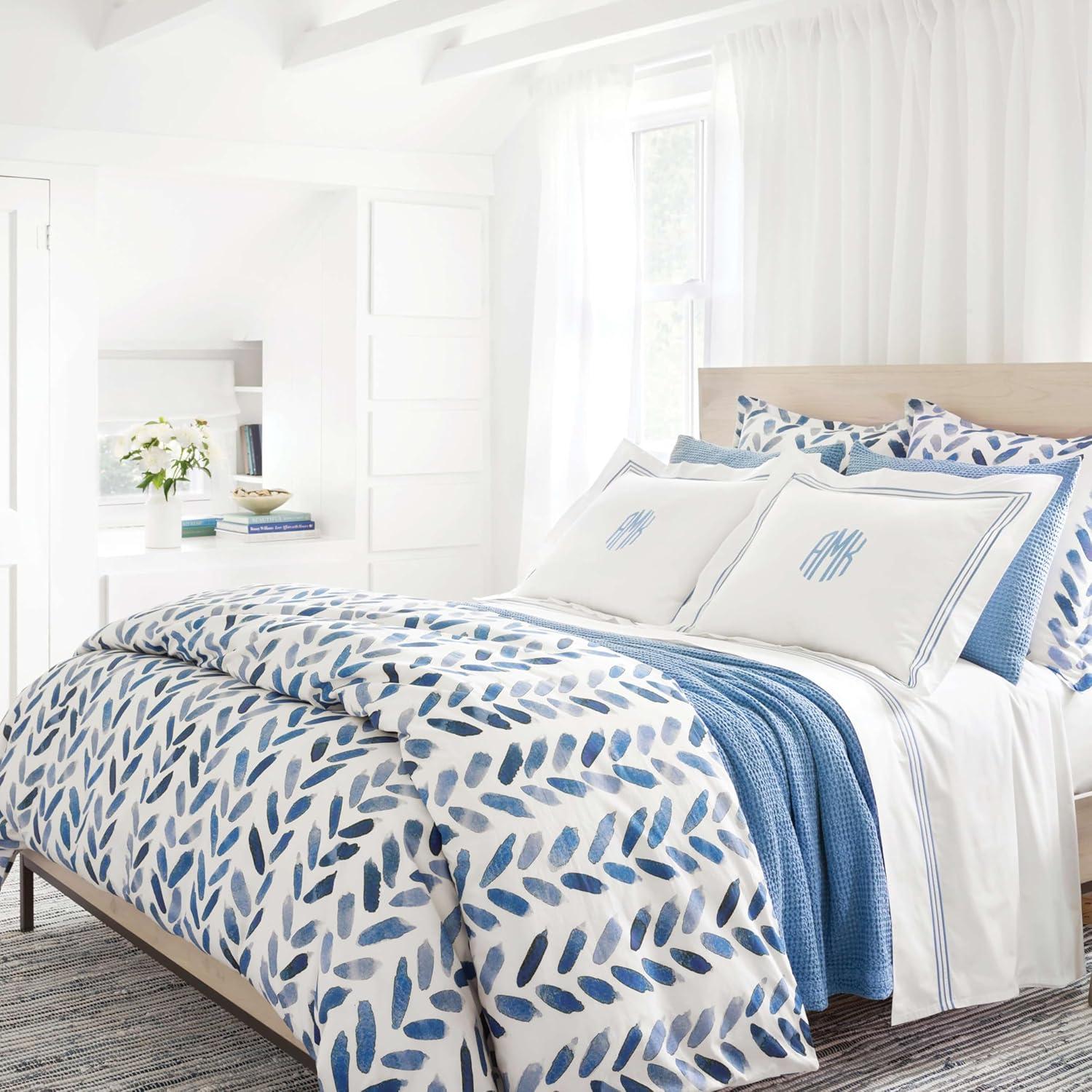 Euro Size French Blue Cotton Embroidered Sham