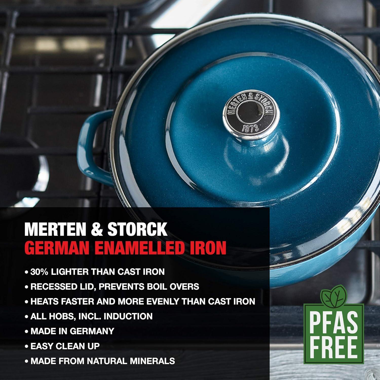 Merten & Storck 5.3qt Enameled Iron Dutch Oven Pot with Lid - Aegean Teal: Cast Iron, Induction Compatible, Hand Wash