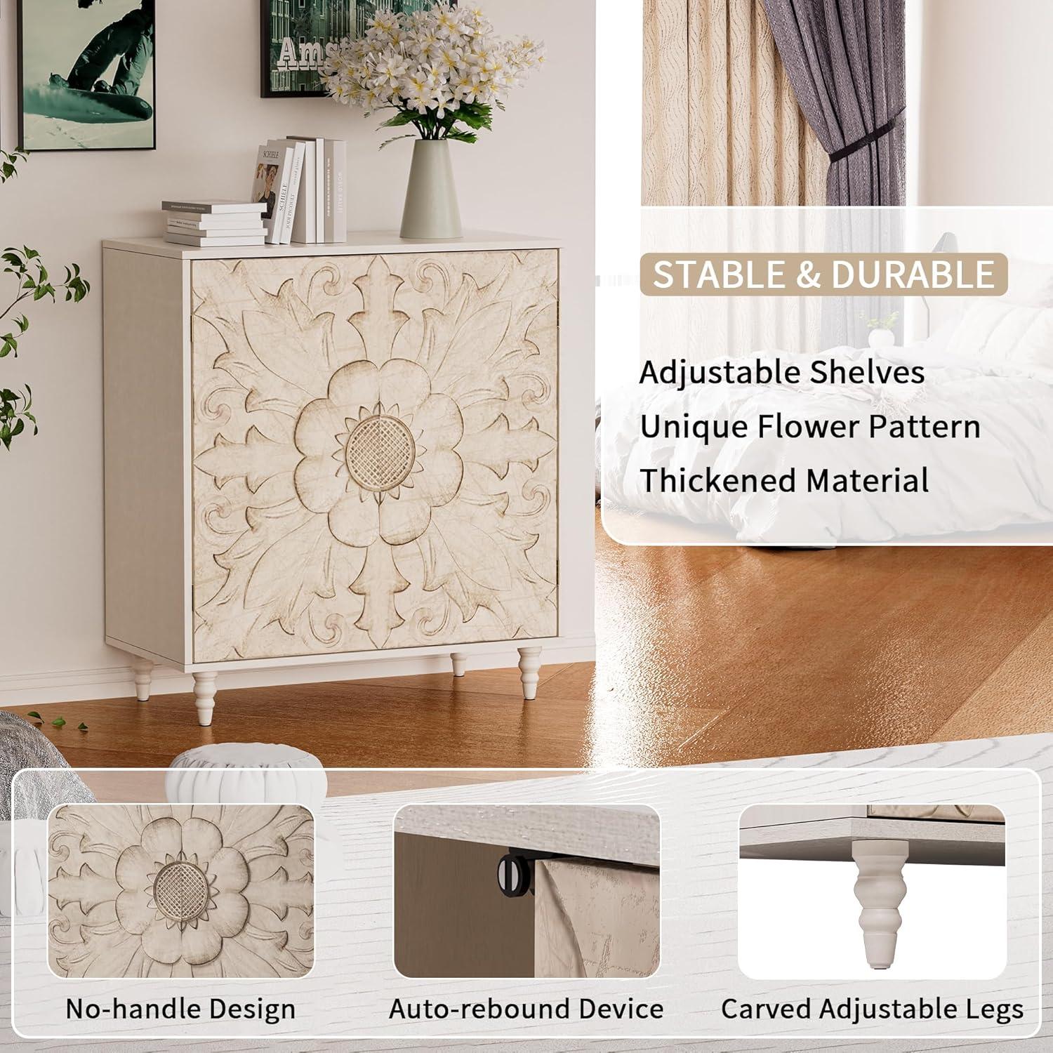 Mercer41 47.2" Accent Cabinet With 3D Geometric Doors