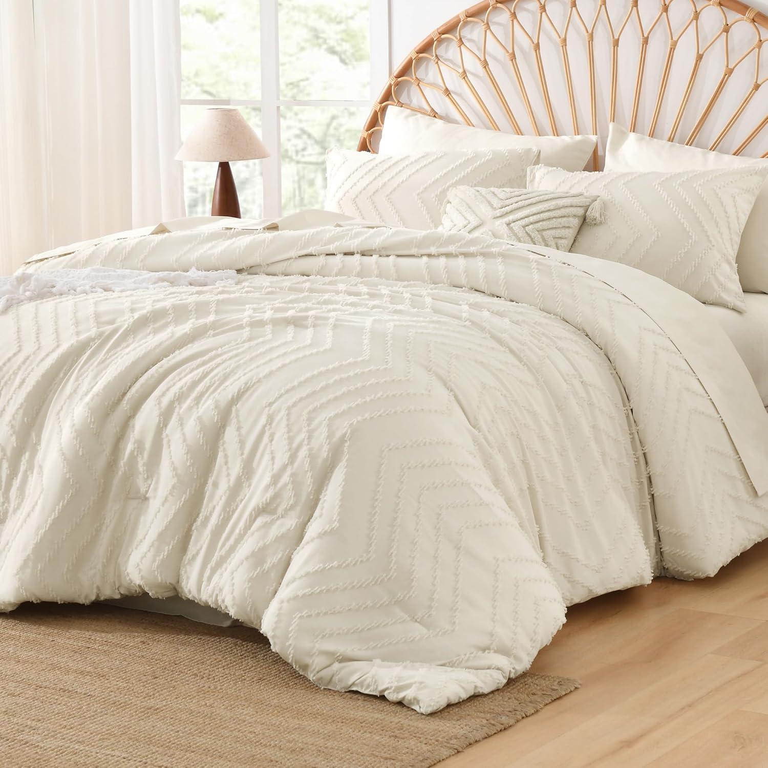 Andency Emerald Dark Green Comforter Set Full, Bed in a Bag 7 Pieces Boho Tufted Bedding Set, All Season Bed Sets with 1 Comforter, 2 Pillow Shams, 2 Pillowcases, 1 Flat Sheet, 1 Fitted Sheet