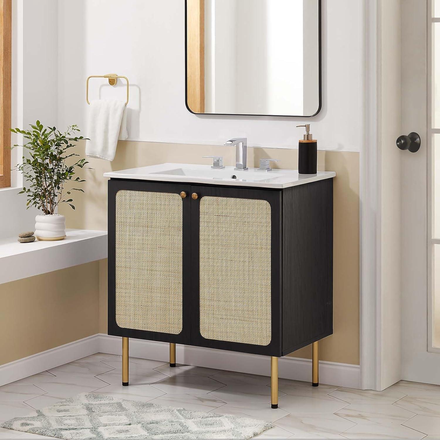 Modway Modway Chaucer 30'' Single Bathroom Vanity with Wood Top