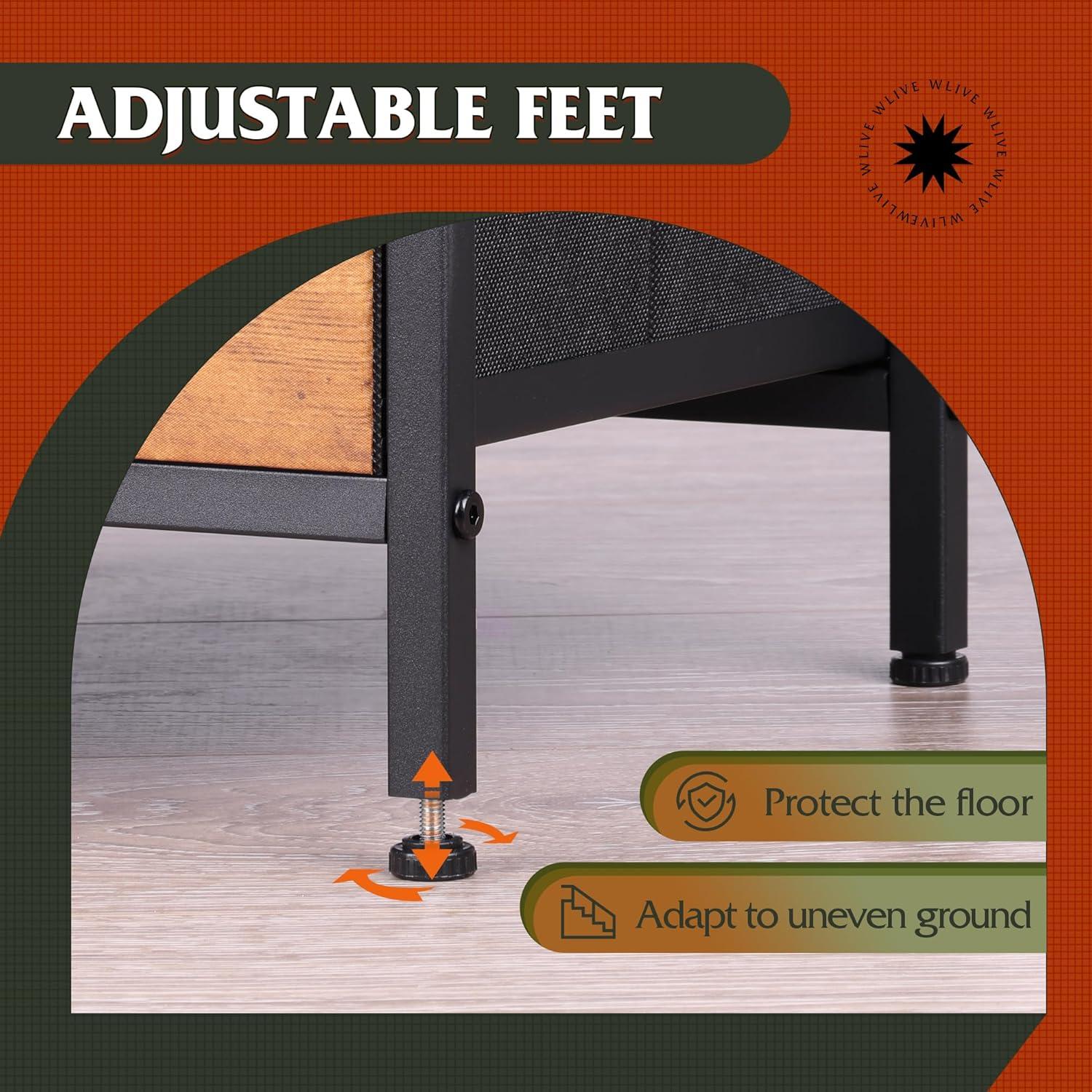 WLIVE Night Stand Set of 2 with Charging Station, LED Nightstand Sets with 2 Fabric Drawers and Storage Shelf, Small Bedside Tables for Small Spaces, Dresser for Bedroom, Rustic Brown