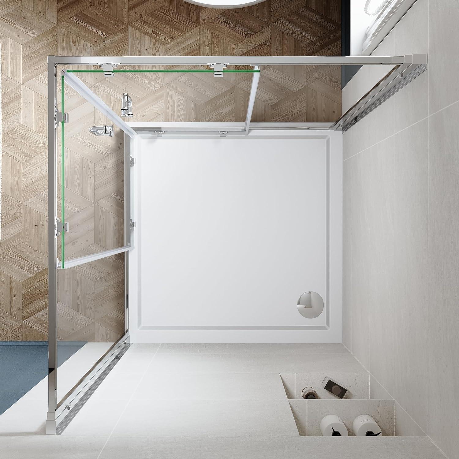 Sunny Shower Corner Entry Sliding Shower Door 36 in.D x 36 in. W x 72 in. H Brushed Nickel Finish Shower Enclosure