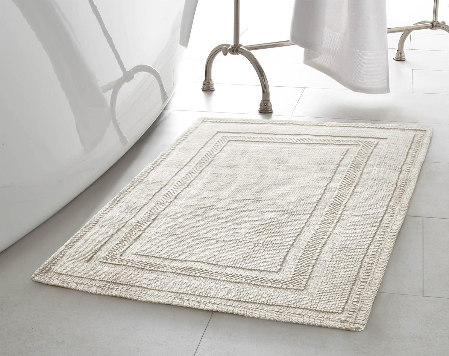 Jean Pierre Cotton Stonewash Racetrack 2-Piece Bath Rug Set, Lt Gray