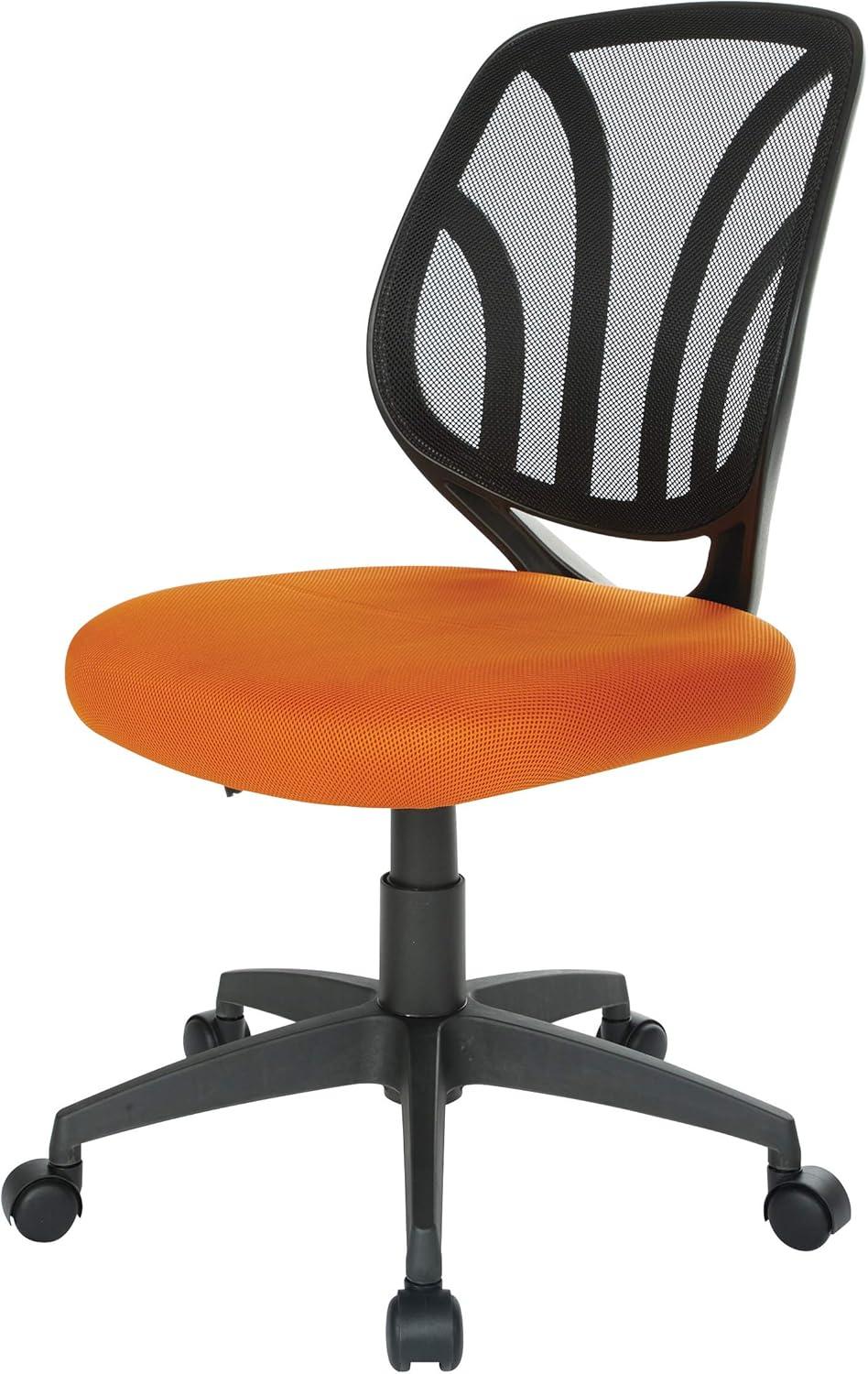 Adjustable Orange Mesh Fabric Task Chair with Metal Swivel Base