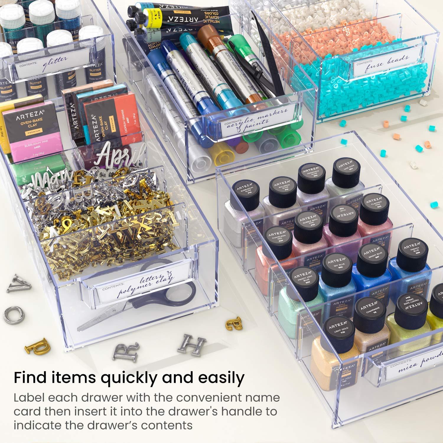 Arteza 9-Drawer Multipurpose Semi-Clear Storage Cabinet in Gray