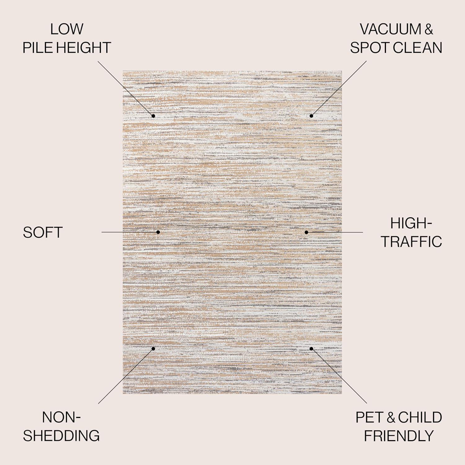 JONATHAN Y Loom Modern Strie'  Beige/Gray 3 ft. x 5 ft. Area Rug
