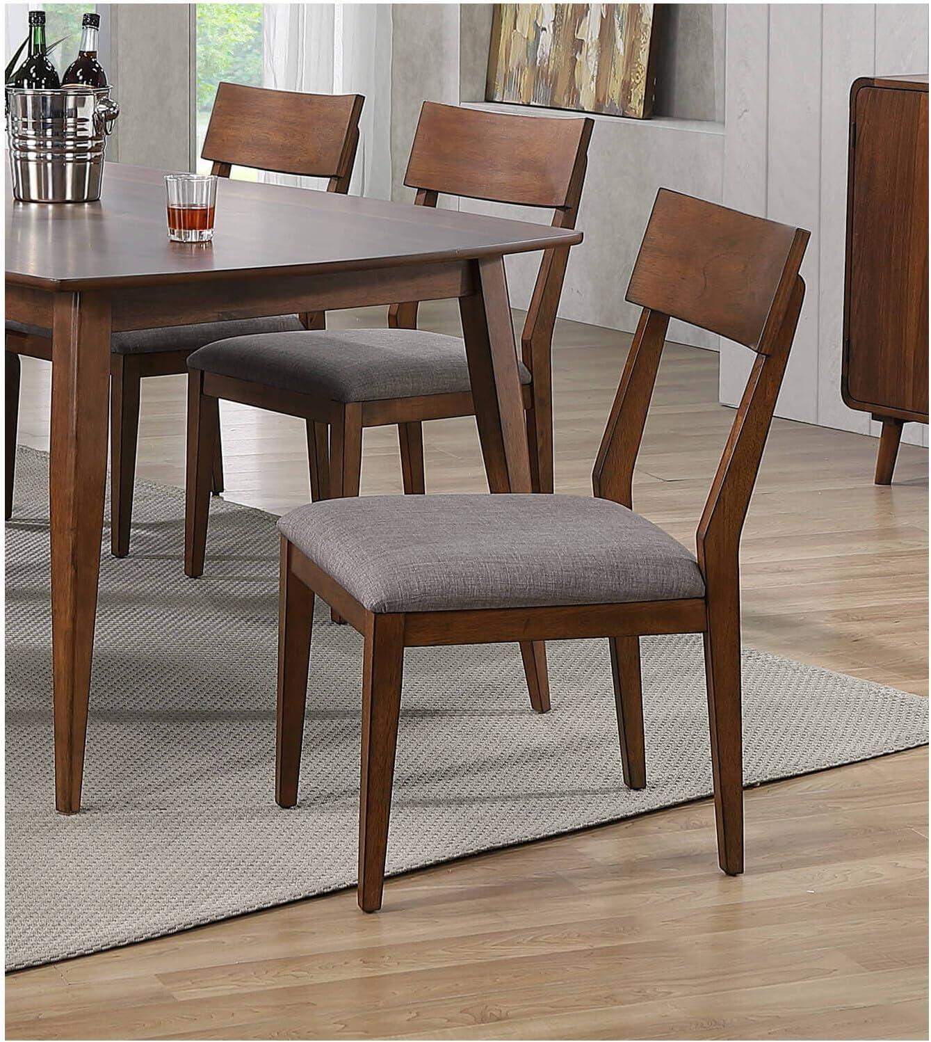 Sunset Trading 34.25 x 19 x 25 in. Mid Century Dining Chair with Padded Performance Fabric Seat Danish Walnut - Set of 2