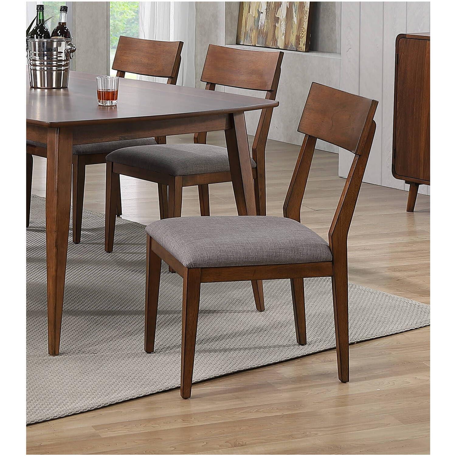 Sunset Trading 34.25 x 19 x 25 in. Mid Century Dining Chair with Padded Performance Fabric Seat Danish Walnut - Set of 2