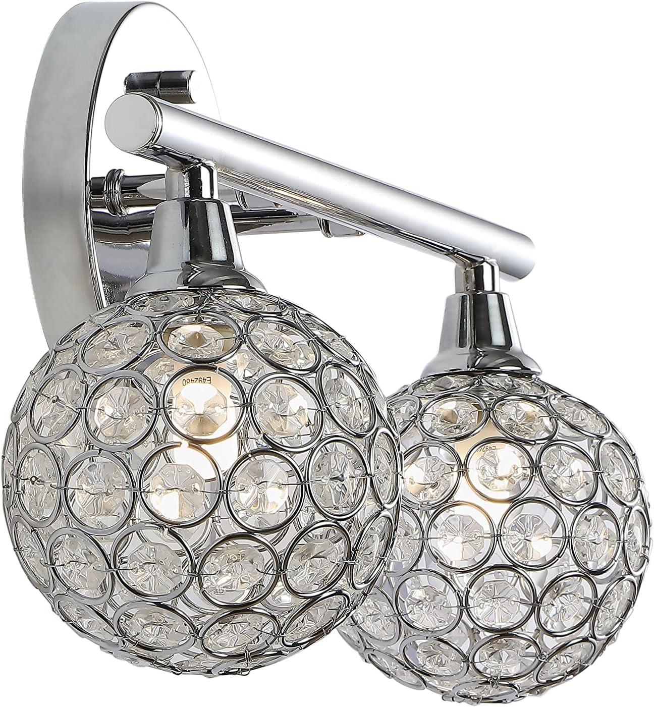 Maeve 13" Chrome 2-Light Iron and Glass Vanity Light