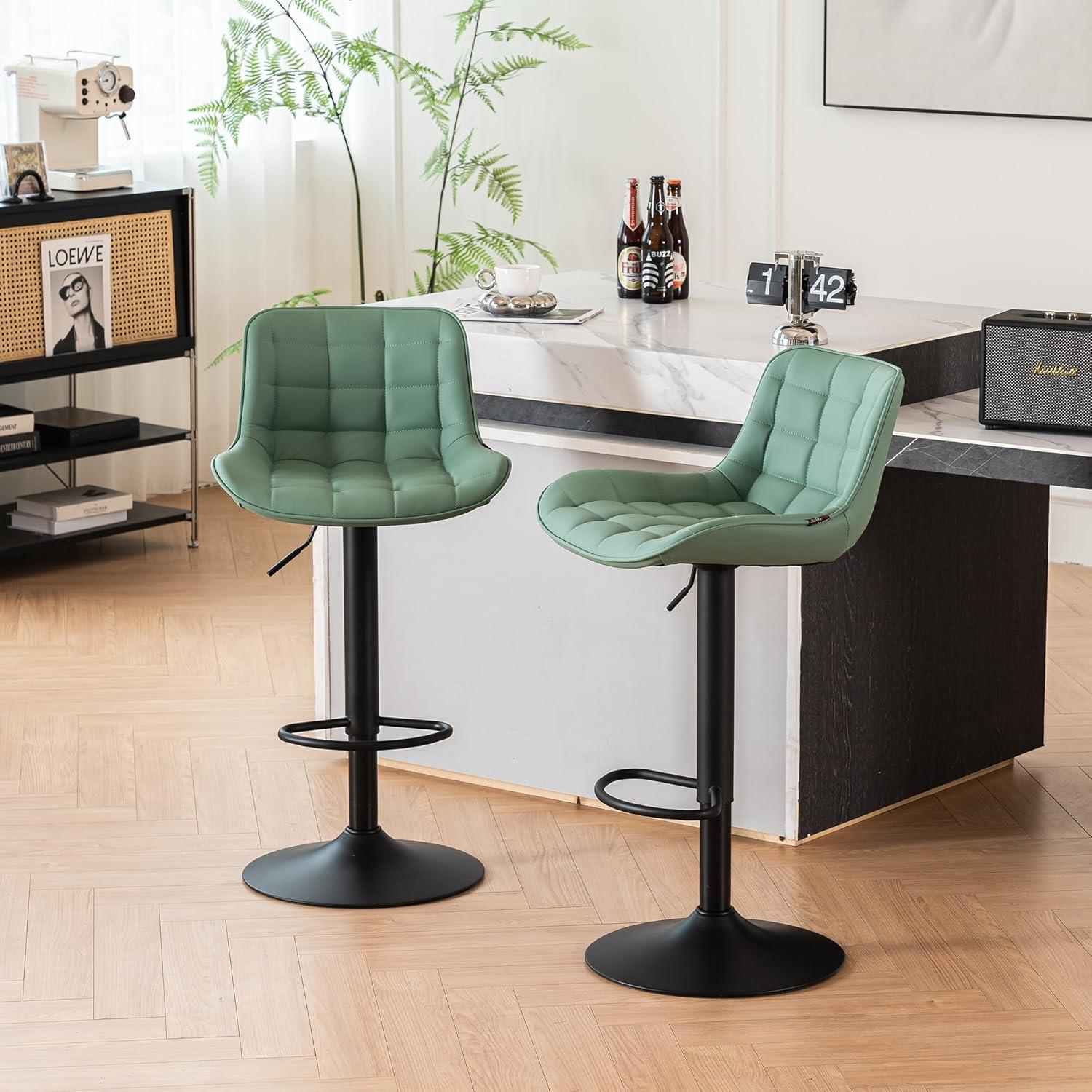 Kidol & Shellder Green Bar Stools Set of 2 Modern Kitchen Island Barstool