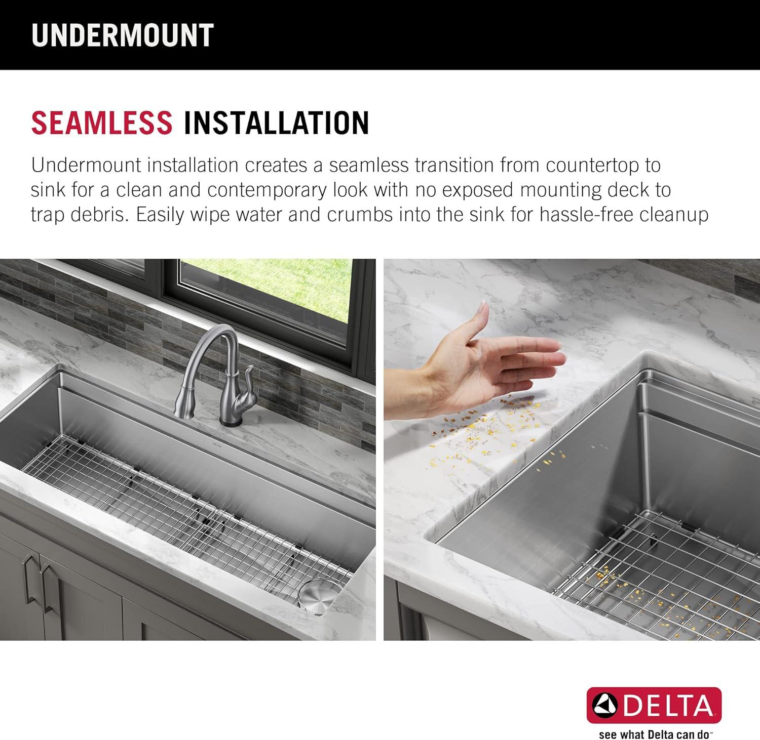 Delta Lorelai™ 45" L Workstation Kitchen Sink Undermount 16 Gauge Stainless Steel Single Bowl with 2-Tier WorkFlow™ Ledge