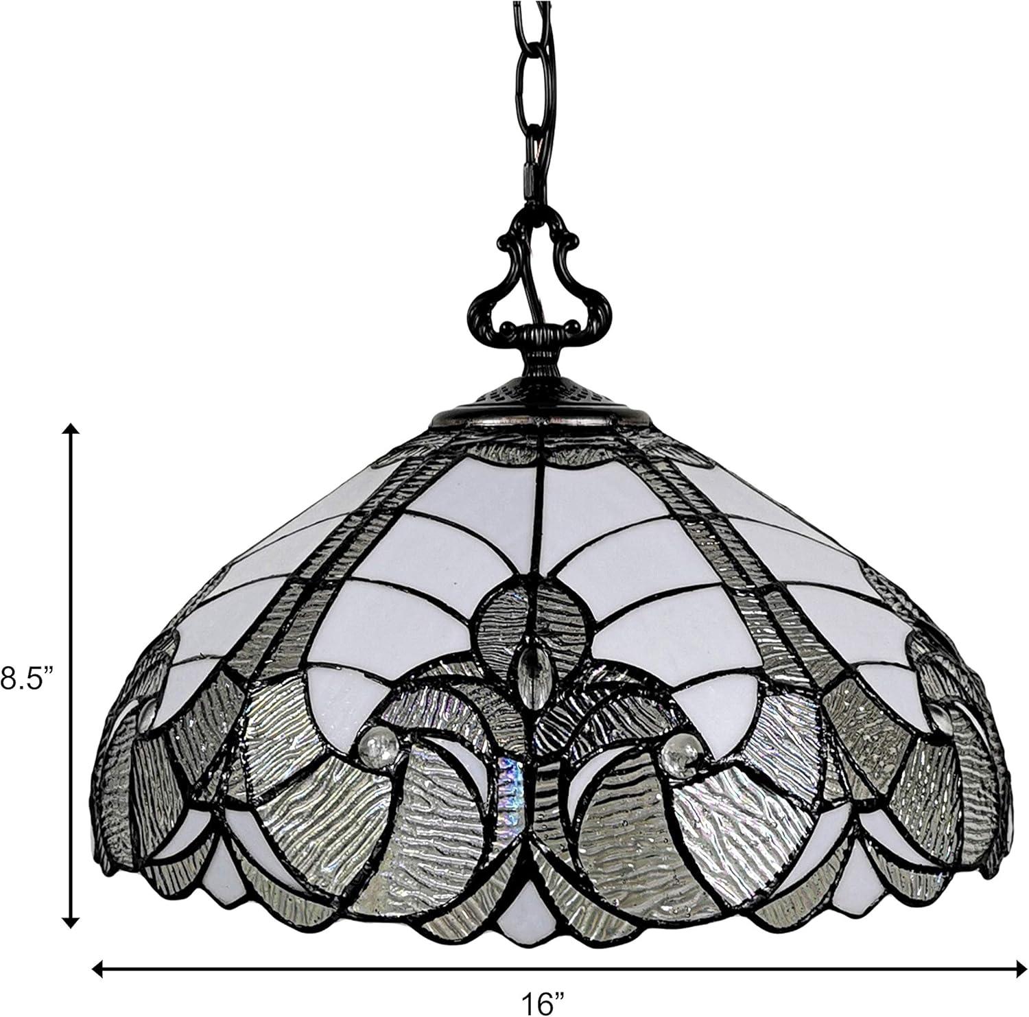 Amora Lighting  16 in. Wide Tiffany Style Hanging Lamp, White