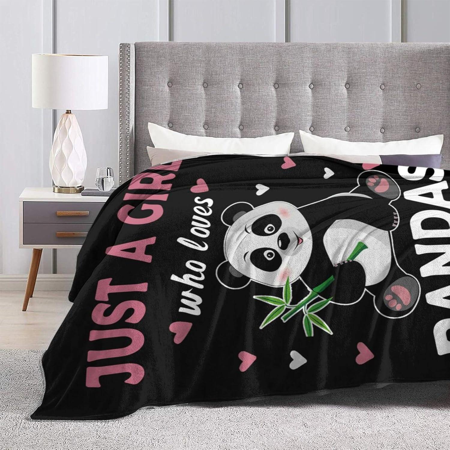 Panda Blanket Cute Panda Plush Throw Blanket Super Soft Cozy Warm Fleece Just A Girl Who Loves Panda Bedding Blanket Gifts for Kids Girls Boys Women 40"X50"