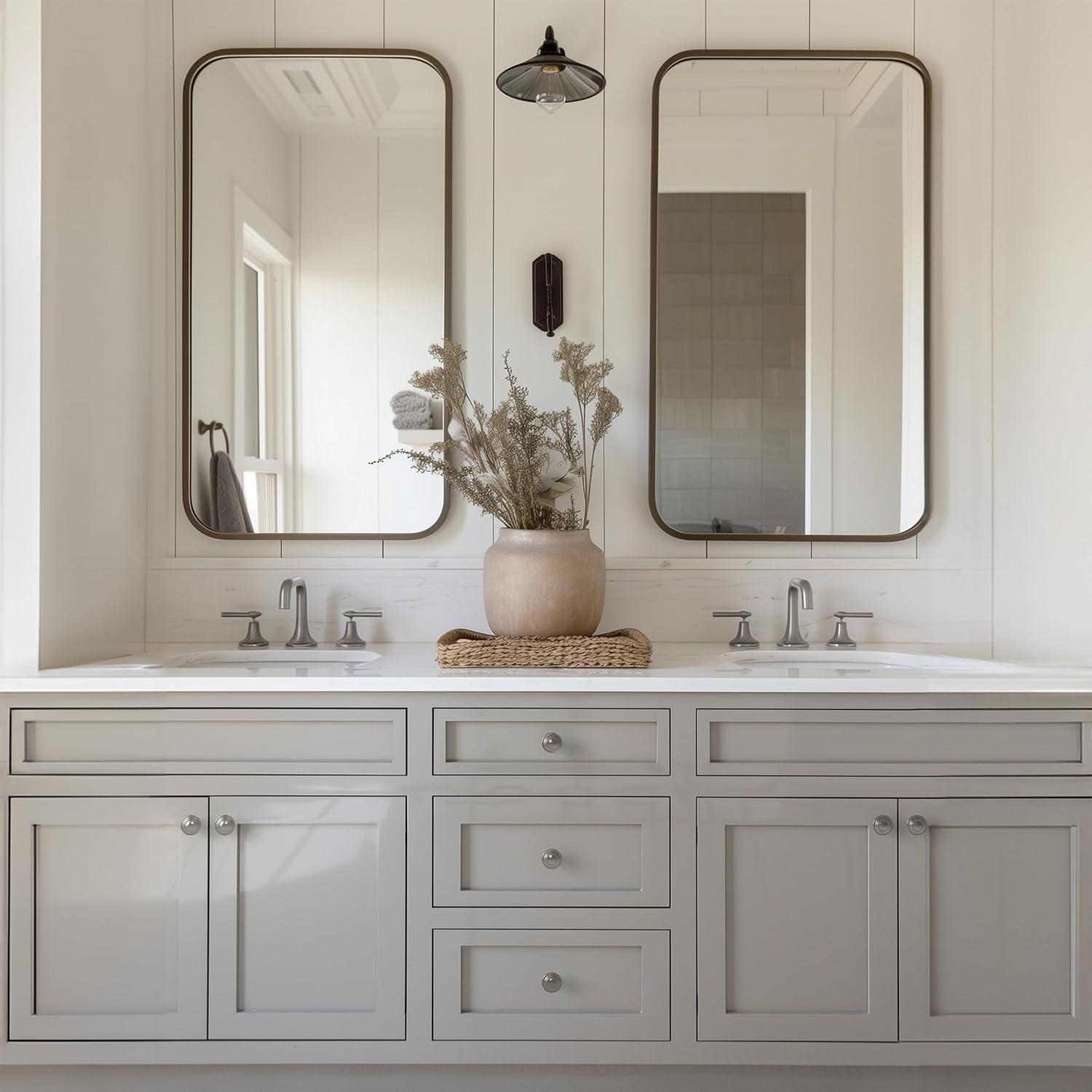 Satin Nickel Round Cabinet Knobs with Mounting Hardware, 1.32 inch