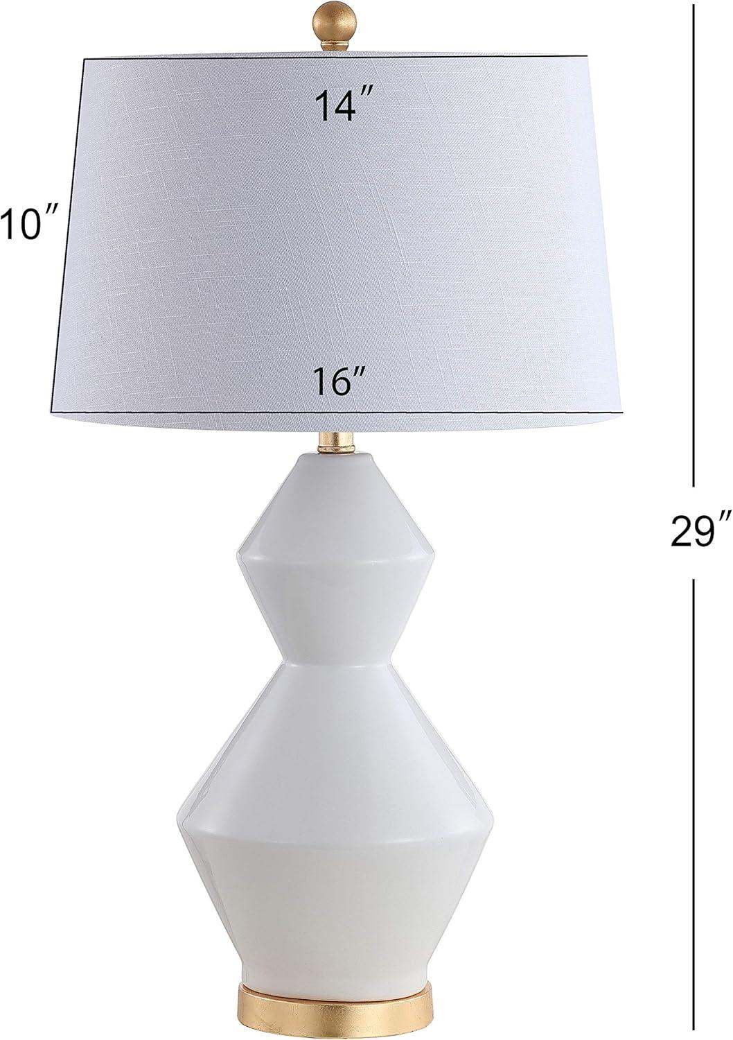 White and Gold Geometric Ceramic LED Table Lamp