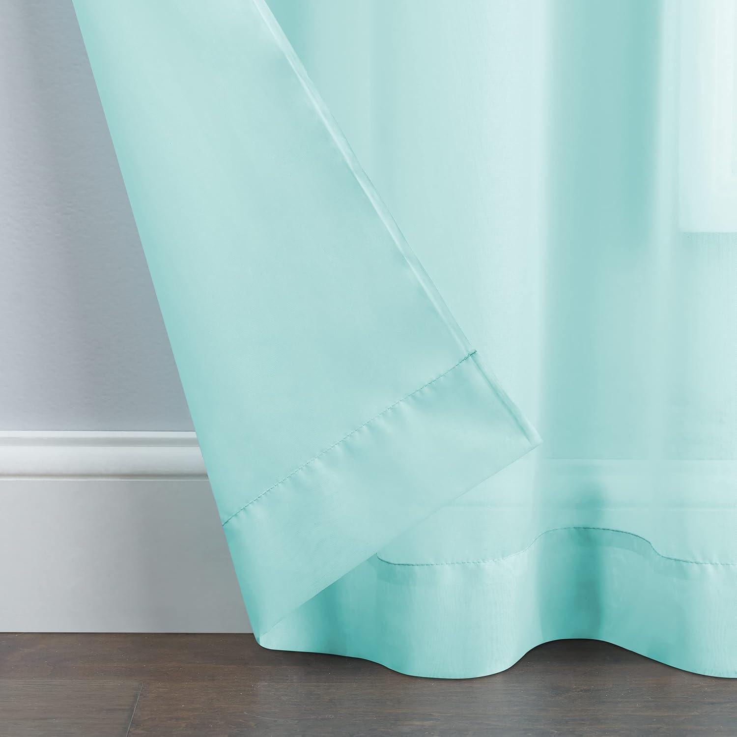 Pairs to Go Victoria Voile Modern Sheer Rod Pocket Window Curtains for Living Room (2 Panels), 59 in x 63 in, Nile Blue