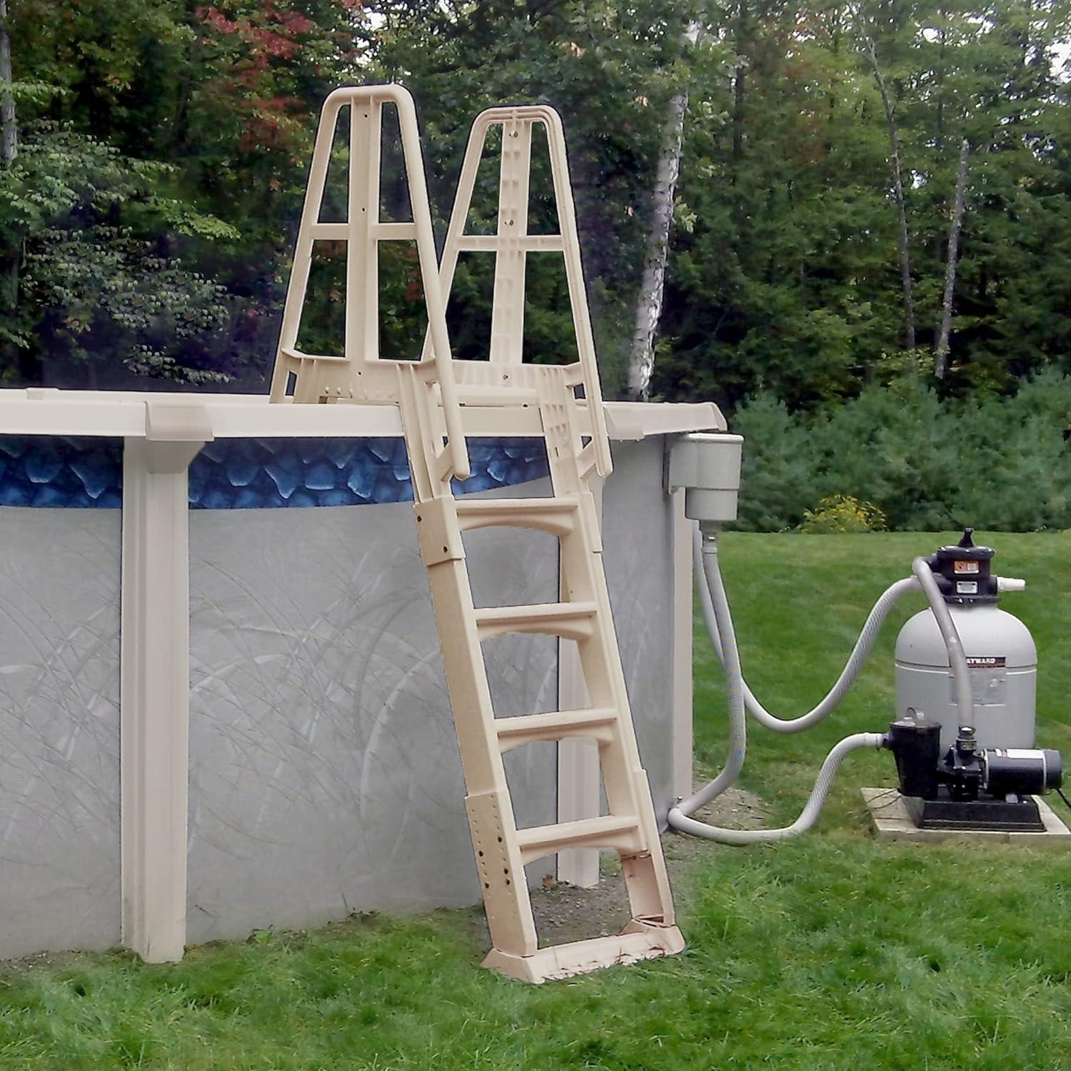 Vinyl Works SLA A Frame Above Ground Pool Ladder Steps with Slide Lock Barrier